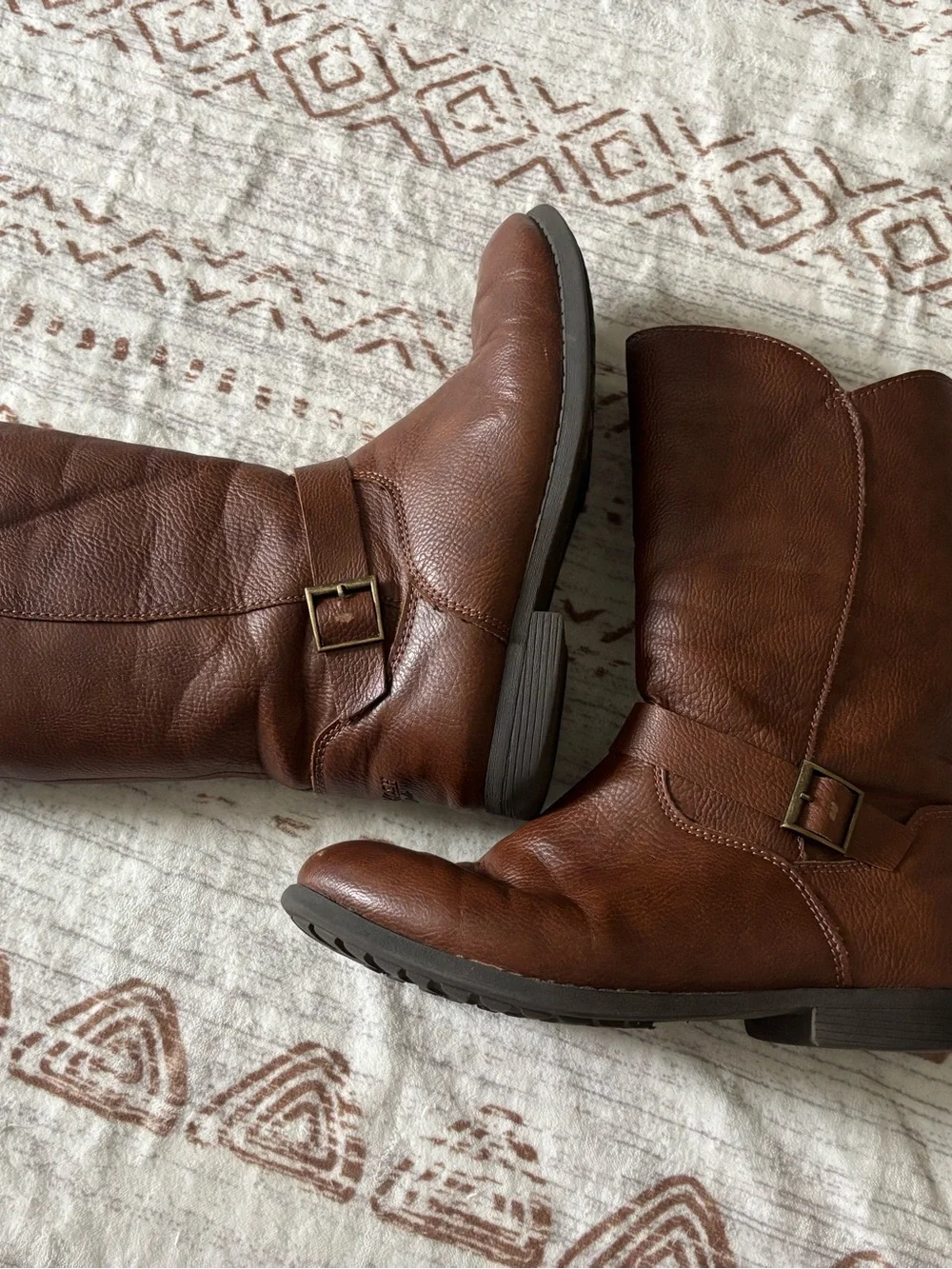 Girls’ Brown Leather Mid-Calf Boots